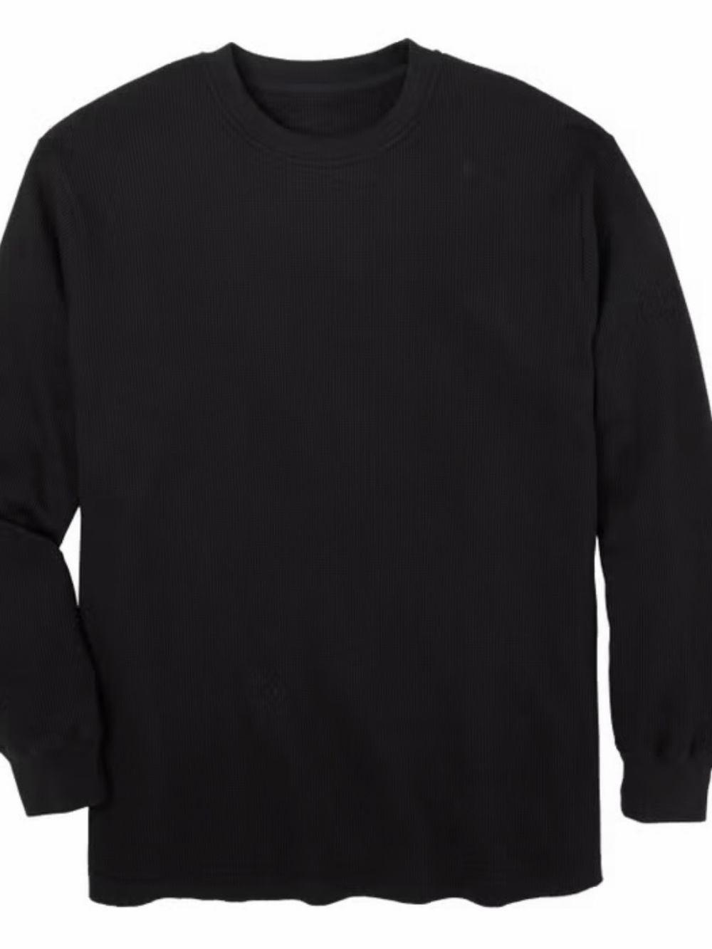 Men's Black Long Sleeve Waffle Knit Thermal Crewneck Shirt